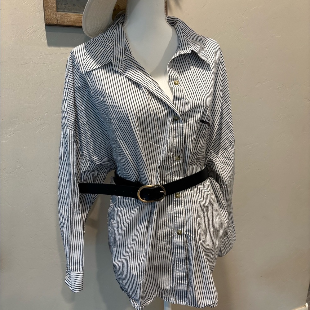 Anthropologie Black and White Striped button down